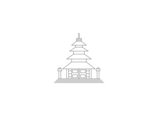 thin line balinese temple icon isolated on white background.batur temple.Ulun Danu Bratan Temple Bali Icon