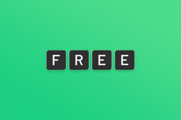 Free word on square shape isolated on green background.