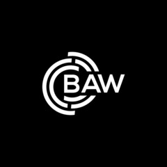BAW letter logo design on black background. BAW creative initials letter logo concept. BAW letter design.