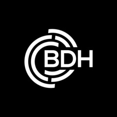 Obraz premium BDH letter logo design on black background. BDH creative initials letter logo concept. BDH letter design.