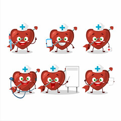 Doctor profession emoticon with cupid love arrow cartoon character