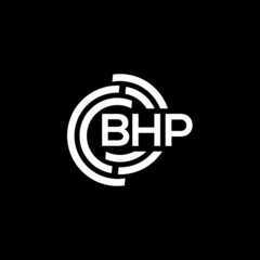 BHP letter logo design on black background. BHP creative initials letter logo concept. BHP letter design.