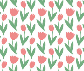 Seamless background pattern with tulips