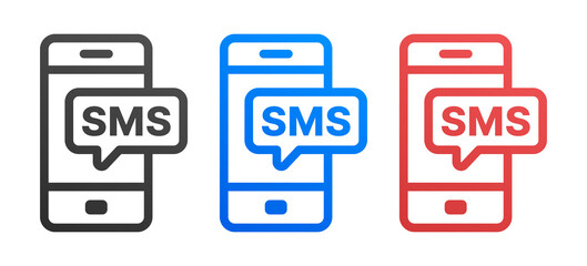SMS phone text message icon set. Vector illustration