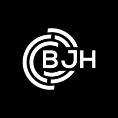 BJH letter logo design on black background. BJH creative initials letter logo concept. BJH letter design.