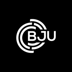Obraz premium BJU letter logo design on black background. BJU creative initials letter logo concept. BJU letter design.