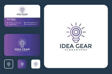 Idea with gear logo design and business card