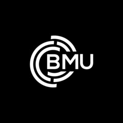 BMU letter logo design on black background. BMU creative initials letter logo concept. BMU letter design.