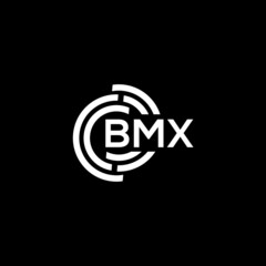 BMX letter logo design on black background. BMX creative initials letter logo concept. BMX letter design.