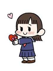 バレンタインデーのチョコレートを持っている女の子