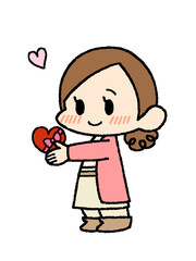 バレンタインデーのチョコレートを持っている女性