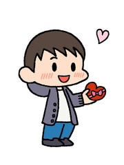 バレンタインデーのチョコレートを持っている男性