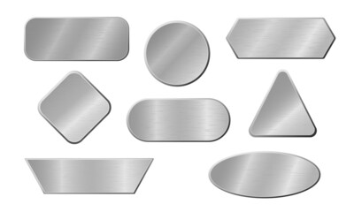 Set of metal boards. Plain steel insulated figure tags