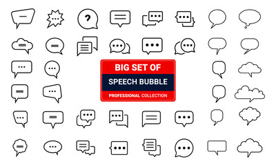 Fototapeta na wymiar Big set of moden flat speech bubbles icon set black and white vector illsutarton 04. 