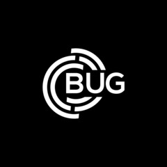 BUG letter logo design on black background. BUG creative initials letter logo concept. BUG letter design.