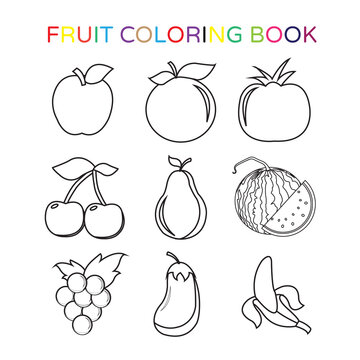 fruit coloring book vector design suitable for children to learn and educate and get to know fruit