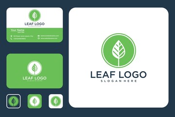 Modern leaf logo design and business card