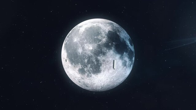 Second Stage Rocket Booster Crashing into the Moon and Exploding - Wide Shot
