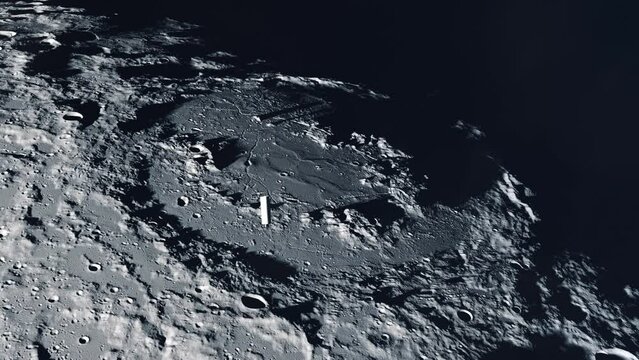 Second Stage Rocket Booster Crashing into the Moon and Exploding - Close Shot