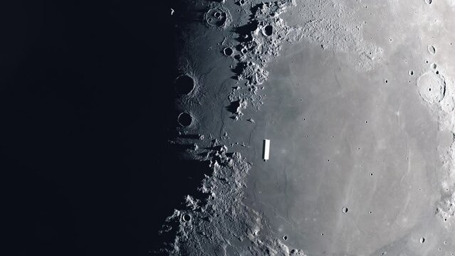 Second Stage Rocket Booster Crashing into the Moon and Exploding - Medium Shot