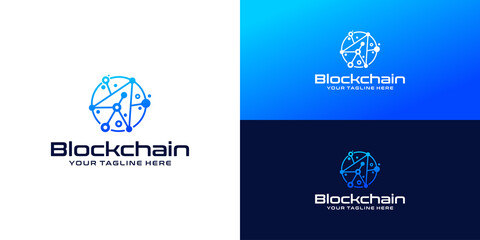 Fototapeta na wymiar blockchain technology logo design inspiration, globe, sphere with arrows
