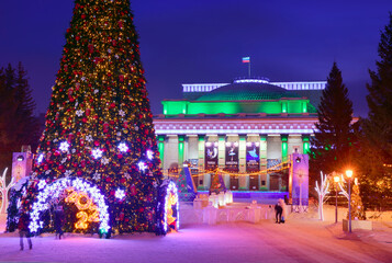 Lenin Square in the night lights