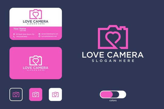 Love camera logo design and business card