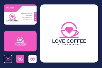 Love coffee logo design and business card