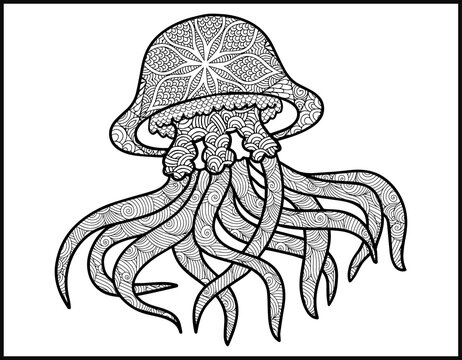 recommend clip art: sea life coloring page illustration and print design,  octopus zentangle coloring book for adult