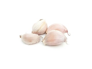 Spicy White Garlic Head with medicinal properties as herbs isolated on white background.