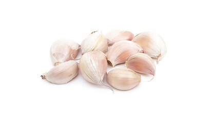 Spicy White Garlic Head with medicinal properties as herbs isolated on white background.