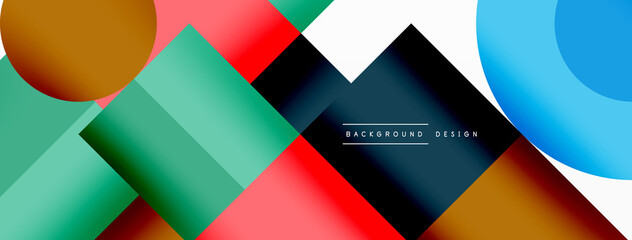Beautiful abstract background. Circles, triangle shapes, and squares. Minimal geometric template for wallpaper, banner, background or landing