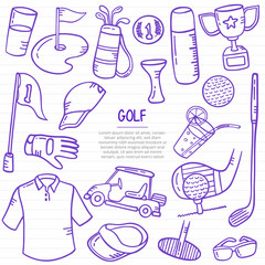 golf sports concept with doodle style for template of banners, flyer, books, and magazine cover