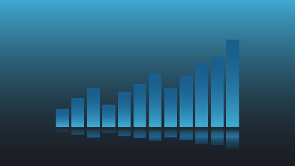 bar chart with reflection on blue background. business growth performance and financial statistics concept