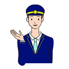 案内する駅員のイラスト