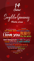 Happy Valentine's Day vector image. Turkish language "14 subat Sevgililer gununuz kutlu olsun"	