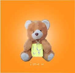 teddy bear with heart, Cute bear with love card on a beautiful background