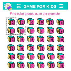 A game for children. Fınd cube groups as ın the example. Attention tasks for children