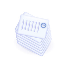 3d documents form top view. A bunch of contracts, agreements and checklists. Checking and searching business report. Paper financial form of documents. The concept of bureaucracy. Vector illustration