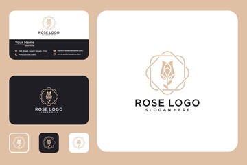 Elegant flower rose logo design and business card