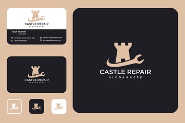 Repair castle logo design and business card