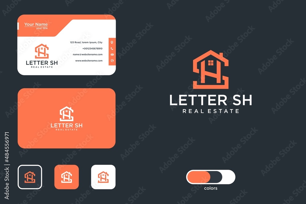 Wall mural letter sh real estate logo design and business card - Wall murals