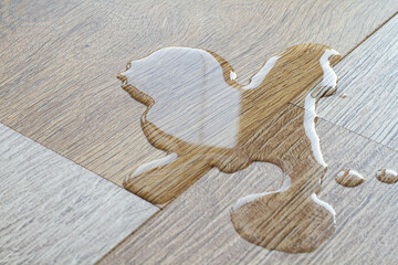 Laminate and water. Wooden floors are impervious to moisture.