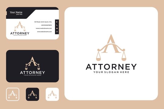 Letter a with law logo design and business card