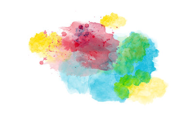 Large multi colored watercolor spots, bright colors on a white background.