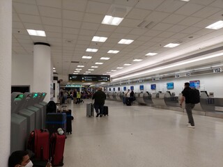 Miami united states Feb 16 2022 , a view from Miami international airport crowded people during pandemic