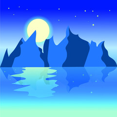 Fototapeta premium winter landscape with moon