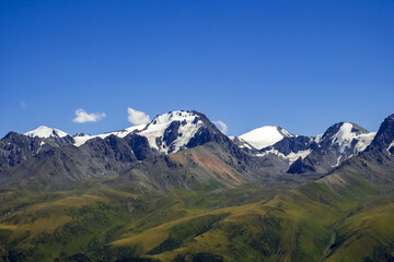 Fototapeta premium Dzungarian Alatau mountain range. Tourism, travel, hiking in Kazakhstan concept.