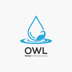 Double Meaning Logo Design Combination of Water Drop and Owl Face