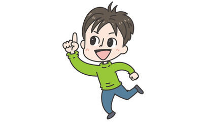 ひらめいた！ポーズの男性